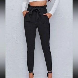 SHEIN Unity Paperbag Waist Dual Pocket Belted Skinny Pants